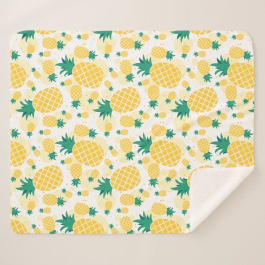 Fröhliche tropische Ananas Sherpa Fleece Blanke Sherpadecke (Vorderseite (Horizontal))