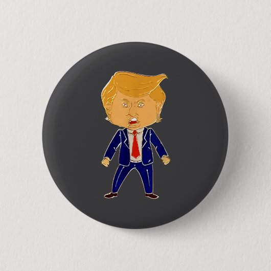 Fröhliche Trump Cartoon – Lustiger 2026 Meme Trend Button (Vorderseite)