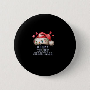 Fröhliche Trump Weihnachten Festlicher Santa Hut Button