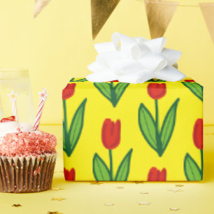 Fröhliche Tulpenbraun-Blume  Geschenkpapier