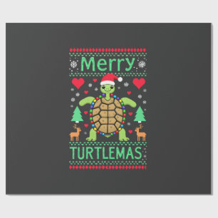 Fröhliche Turtlemas Weihnachtslichter Süße Schildk Geschenkpapier