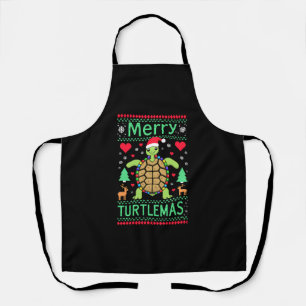 Fröhliche Turtlemas Weihnachtslichter Süße Schildk Schürze