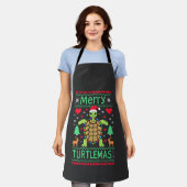 Fröhliche Turtlemas Weihnachtslichter Süße Turtle Schürze (Getragen)