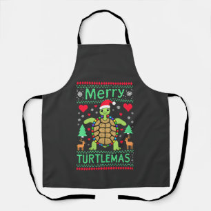 Fröhliche Turtlemas Weihnachtslichter Süße Turtle Schürze