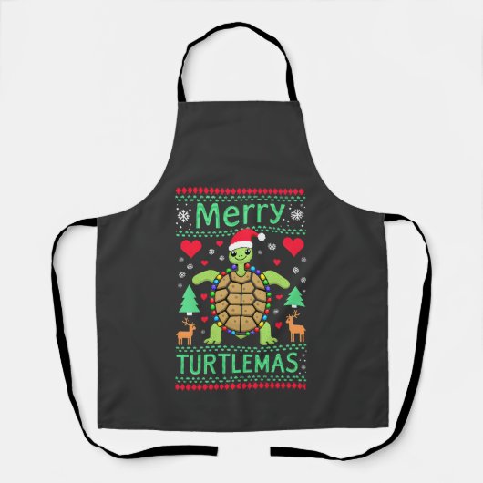 Fröhliche Turtlemas Weihnachtslichter Süße Turtle Schürze (Vorderseite)