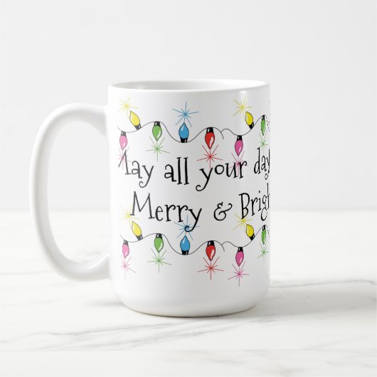 Fröhliche u. helle Weihnachtslicht-Tasse Kaffeetasse (Links)