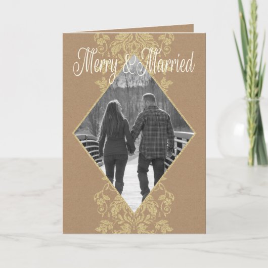 Fröhliche u. verheiratete Feiertags-Hochzeit Dankeskarte (Vorderseite)