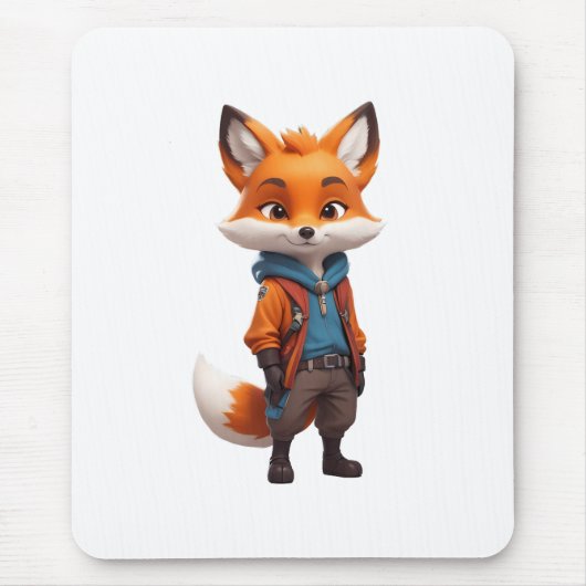 fröhliche und abenteuerliche Fox-Illustration Mousepad (Vorne)