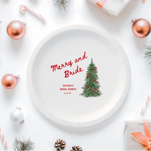 Fröhliche und Braut Whimsical Holiday Bridal Showe Pappteller