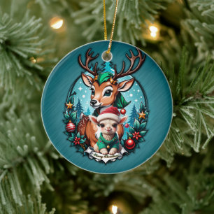 Fröhliche und einladende Weihnachtsanschauung Keramik Ornament