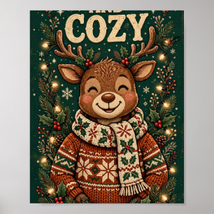 Fröhliche und gemütliche süße Rentiere Weihnachtsp Poster