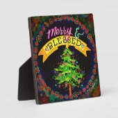 Fröhliche und gesegnete WeihnachtsbaumPlaque Fotoplatte (Vorderseite)