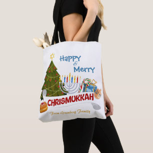 Fröhliche und glückliche Chrismukkah mit tradition Tasche
