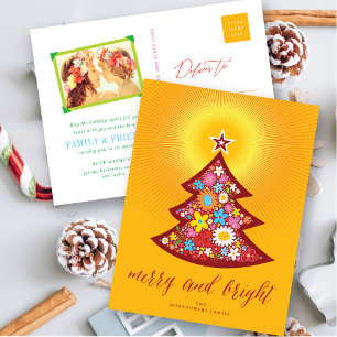 Fröhliche und helle Blume Weihnachtsbaum Feiertagspostkarte