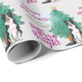 Fröhliche und helle Border Collie Weihnachten Geschenkpapier (Rolleneckpunkt)