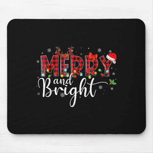 Fröhliche und helle Buffalo Kariert Red Weihnachts Mousepad (Vorne)