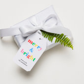 Fröhliche und helle bunte Typografie Weihnachten Geschenkanhänger