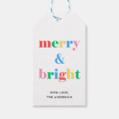 Fröhliche und helle bunte Typografie Weihnachten Geschenkanhänger (Vorderseite)