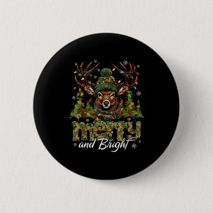 Fröhliche und helle Camo-Hirschjagd-Jäger-Weihnach Button