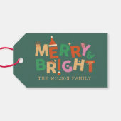 Fröhliche und helle farbenfrohe Weihnachten Geschenkanhänger (Rückseite Horizontal)