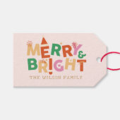 Fröhliche und helle farbenfrohe Weihnachten Geschenkanhänger (Vorderseite (Horizontal))