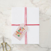 Fröhliche und helle farbenfrohe Weihnachten Geschenkanhänger (Mit Garn)