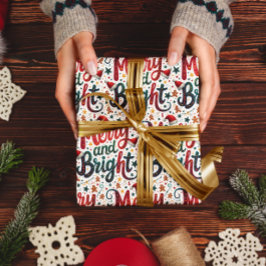 Fröhliche und helle, festliche Retro-Typografie Geschenkpapier