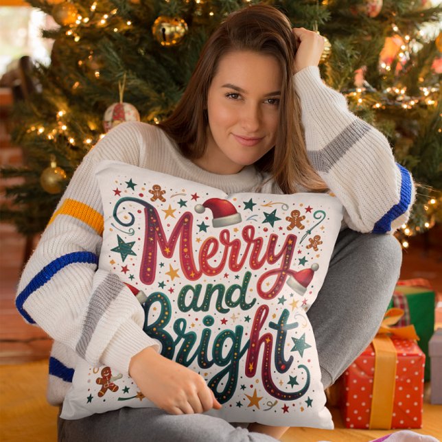 Fröhliche und helle, festliche Retro-Typografie Kissen (Von Creator hochgeladen)