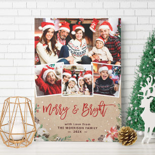 Fröhliche und helle Floral 4 Foto Weihnachts-Kraft Feiertagskarte
