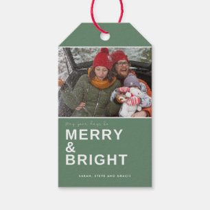 Fröhliche und helle grüne Weihnachten Geschenkanhänger
