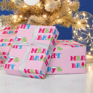Fröhliche und helle heiße Pastel Pink Weihnachten Geschenkpapier