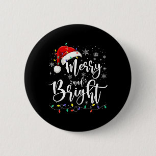 Fröhliche und helle Lichter Red Weihnachtsmannmütz Button