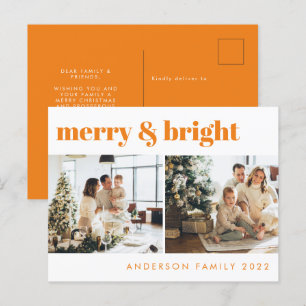 Fröhliche und helle Minimalistisch-gelbe Weihnacht Postkarte