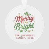 Fröhliche und helle Moderne Retro Weihnachtstypogr Ornament (Rückseite)