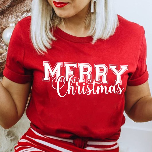 Fröhliche und helle Moderne Rot Frohe Weihnachtsge T-Shirt