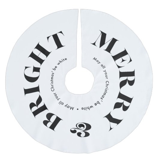 Fröhliche und helle moderne Weihnachtstypografie Polyester Weihnachtsbaumdecke (Vorderseite)