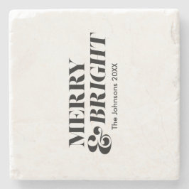 Fröhliche und helle moderne Weihnachtstypografie Steinuntersetzer