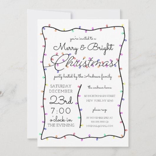 Fröhliche und helle Neon Glow Lights Weihnachten Einladung (Vorderseite)