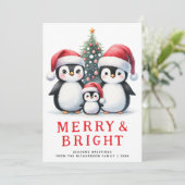 Fröhliche und helle Niedliche Pinguine Weihnachten (Stehend Vorderseite)