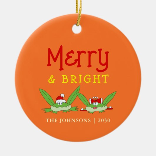Fröhliche und helle Niedliche Weihnachten Keramik Ornament (Vorne)