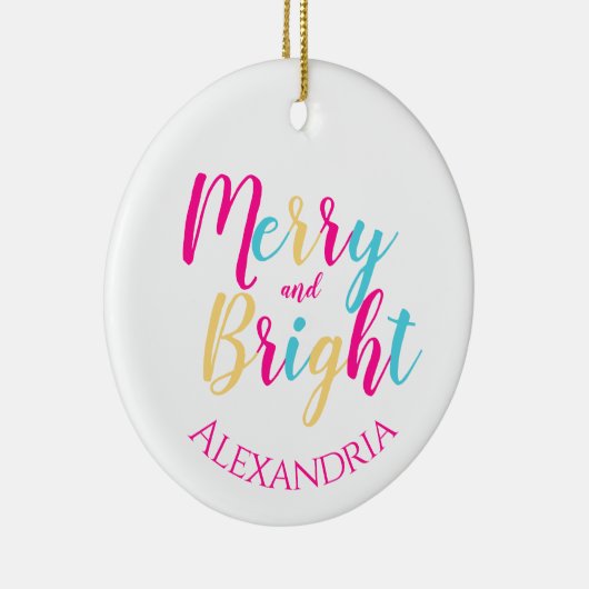 Fröhliche und helle Personalisierte Weihnachten Keramik Ornament (Rechts)