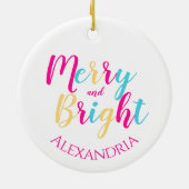 Fröhliche und helle Personalisierte Weihnachten Keramik Ornament (Hinten)