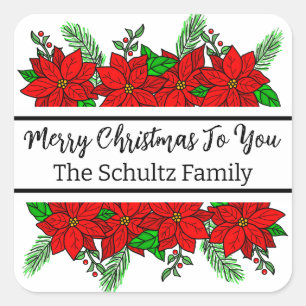 Fröhliche und helle Personalisierte Weihnachten Quadratischer Aufkleber
