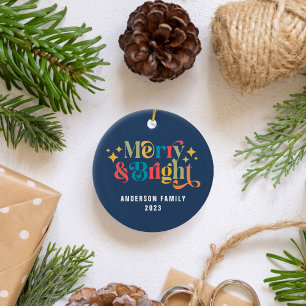 Fröhliche und helle Retro farbenfrohe Familie Keramik Ornament