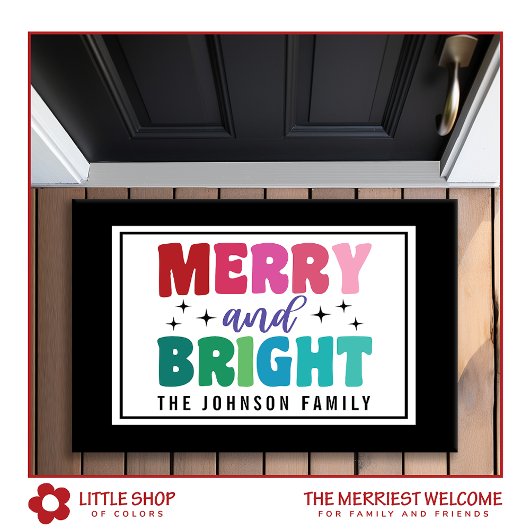 Fröhliche und helle Retro Style Monogram Weihnacht Fußmatte