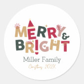 Fröhliche und helle Retro-Typografie Runder Aufkleber (Vorderseite)