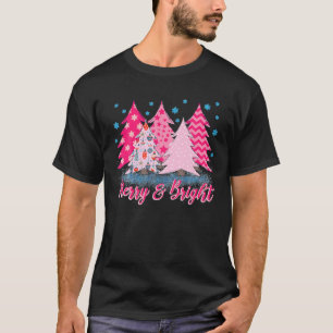 Fröhliche und helle rosa Weihnachtsbaum Rosa T-Shirt