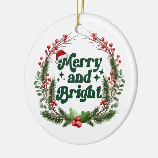 Fröhliche und helle Rot Grün Niedliche Weihnachten Keramik Ornament (Links)