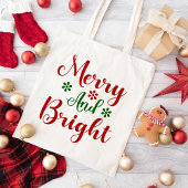 Fröhliche und helle Rot- und Grüne Weihnachten Tragetasche