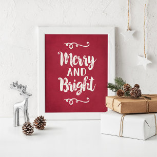 Fröhliche und helle rote Weihnachtswand-Kunst druc Poster
